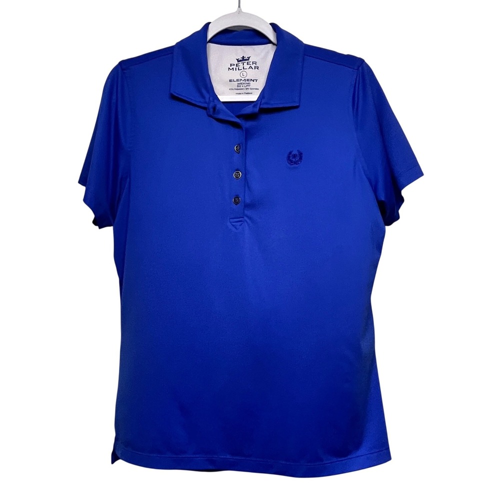 Peter Millar Womens Element Polo Shirt Royal Blue Wicking UPF 50 Large LF13EK00
